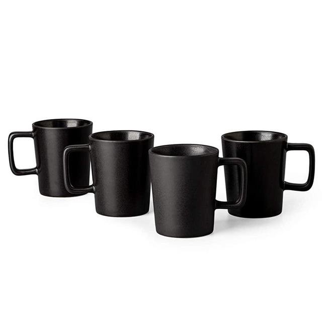 GBHOME Stoneware Dinnerware Set, Coffee Mugs Set of 4, Matte Black