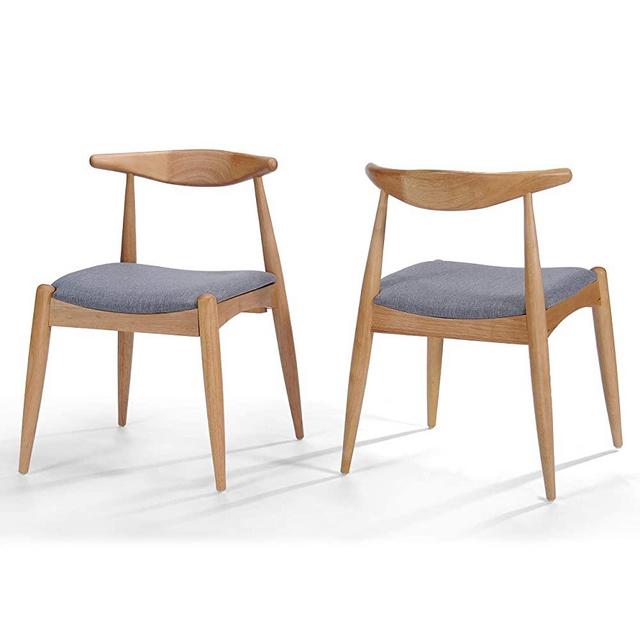 Christopher Knight Home Francie Fabric with Oak Finish Dining Chairs, 2-Pcs Set, Grey / Oak