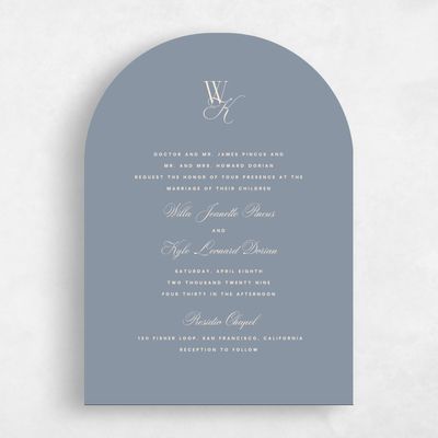 Blue Arch Wedding Invitation - Lux Portrait