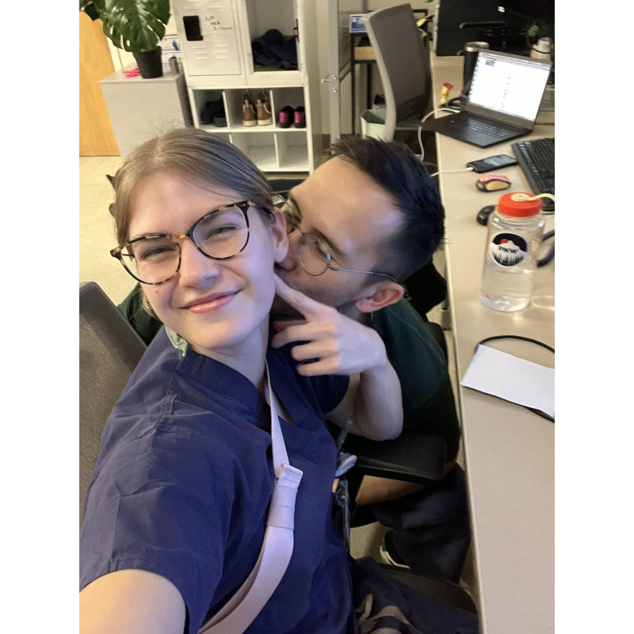 More visits to find each other in the hospital when we're on call :)
