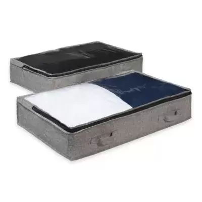 ORG Arrow Weave Underbed Bags in Grey (Set of 2)