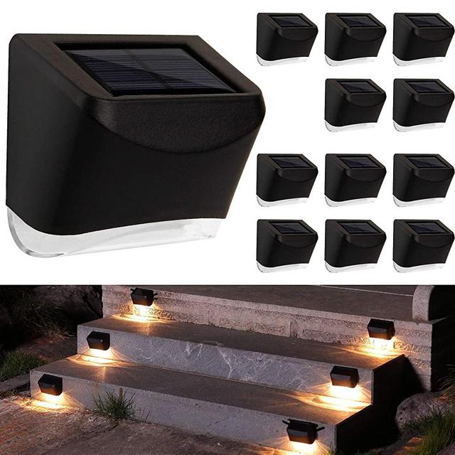 MAGGIFT 12 Pack Solar Deck Lights, Outdoor Solar Powered Fence Step Lights, Deck Lights Waterproof Outside Night Lights Decor for Steps Stairs Walkway Garden Fences Wall, Warm White