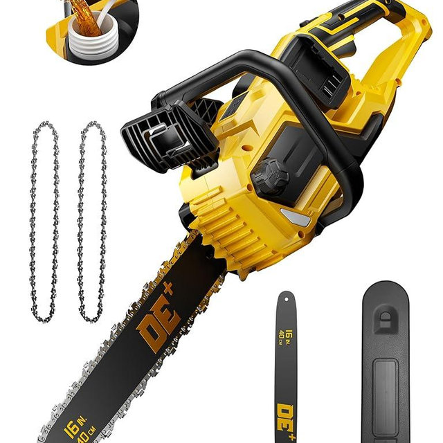 DeForce 16" 40V Cordless Electric Chainsaw, for DeWalt 20V Batteries, Brushless Battery Powered Chain Saw, with Auto Oiler, Handheld Chainsaw for Wood Cutting Tree Pruning(Bare Tool Only)