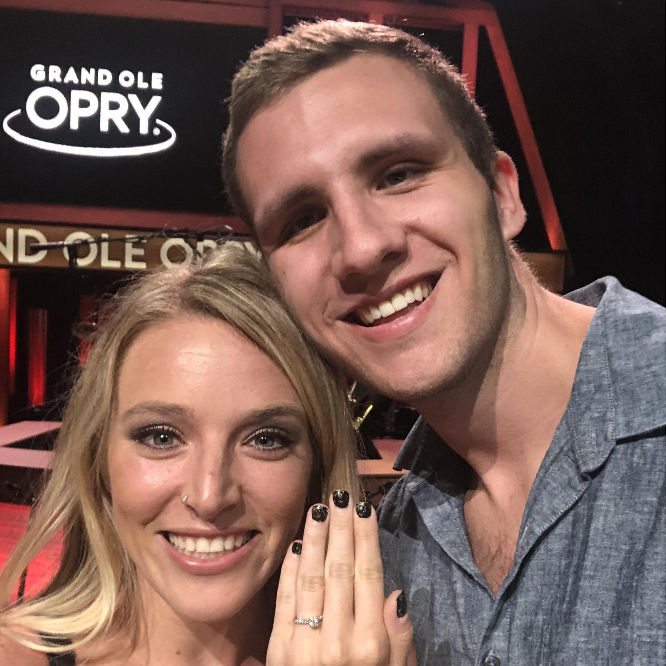 Standing in the circle on the Grand Ole Opry stage moments after Jordan proposed!
