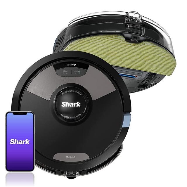 Shark RV2620WD AI Ultra Robot Vacuum and Mop with Matrix Clean Navigation, CleanEdge Technology, Perfect for Pet Hair, Compatible with Alexa, Black