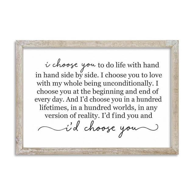 I Choose You To Do Life Sign Wall Decor 16X11 Inch Bedroom Marriage Quote Romantic Love Art Wood Framed Modren Home Wedding Artwork Love Vow Newlywed Wall Hanging (White)