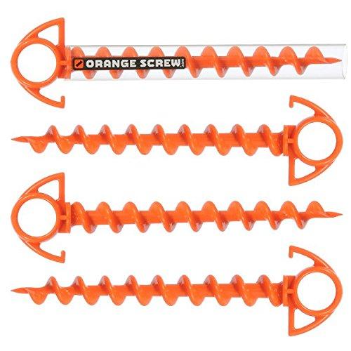 Orange Screw: The Ultimate Ground Anchor | Small 4 Pack | Made in USA