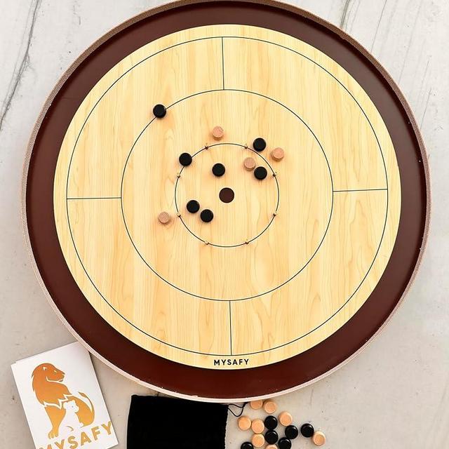 Crokinole Board Official Tournament Size Wooden Tabletop Game Set NCA Style by Mysafy for Beginners