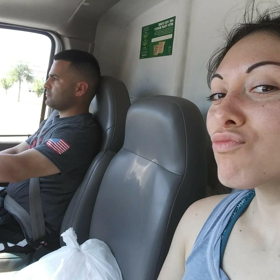 Baby helping us with the moving truck...he might have been "Hangry" with that face haha