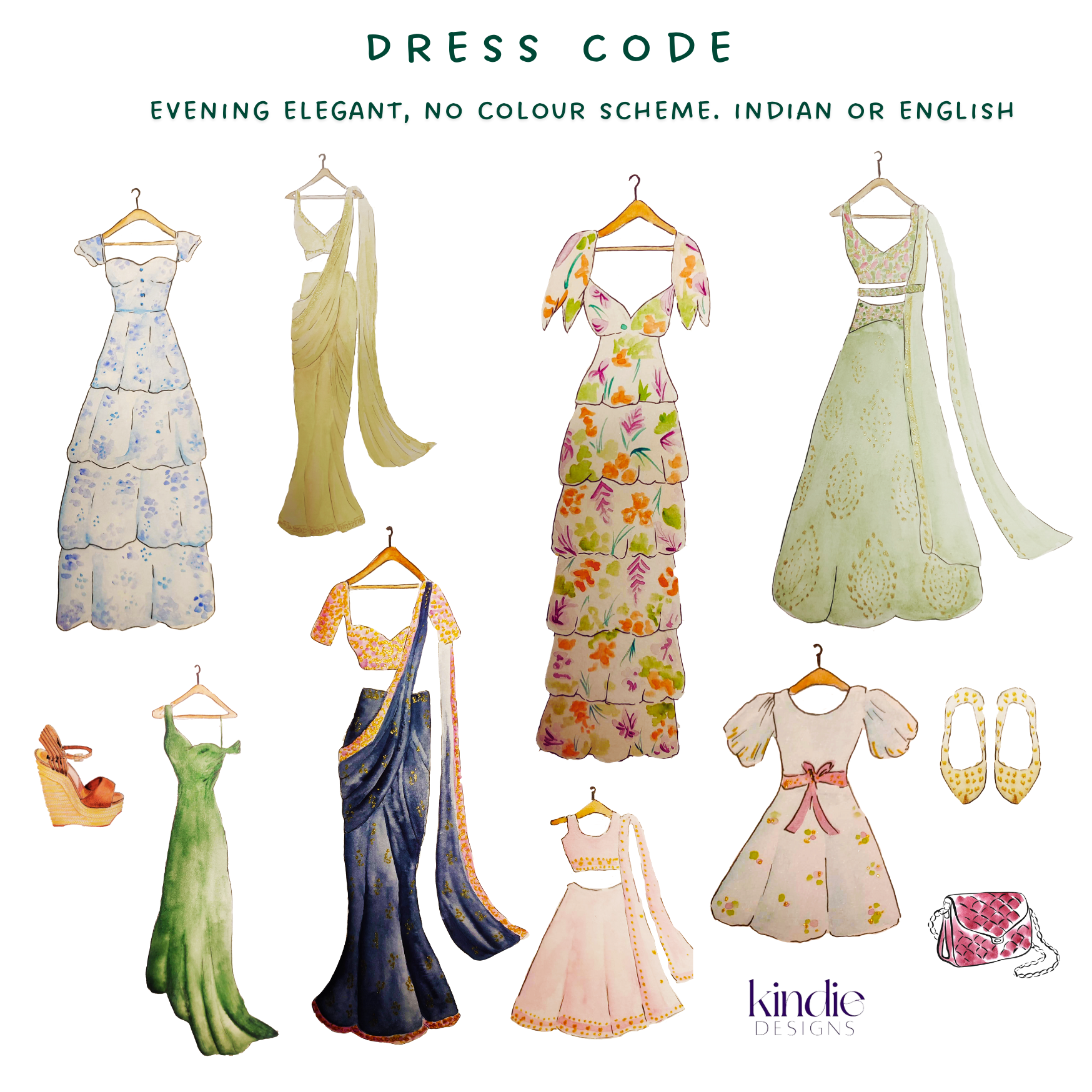 Evening elegant. No colour scheme. Indian or English