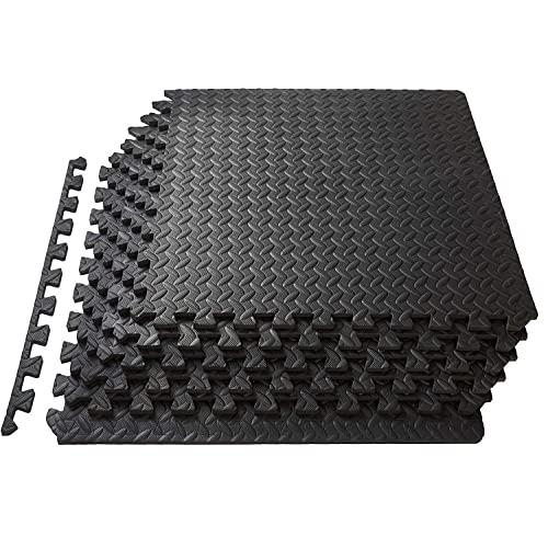 Epic Fitness EVA Foam Interlocking Exercise Gym Floor Mat Tiles, 1/2" Thick 24 Square Feet - Pack of 6 Tiles