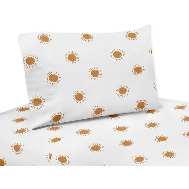 Sweet Jojo Designs Queen Sheet Set Boho Sun White and Orange 4pc