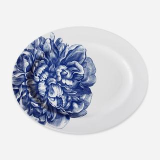 Peony Blue Rimmed Oval Platter