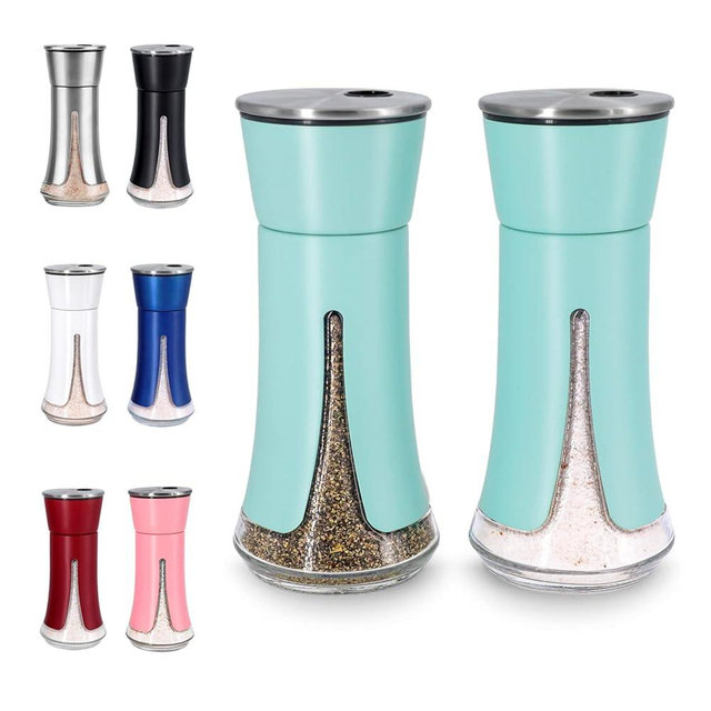 Teal Salt and Pepper Shakers by Aelga, Salt Shaker with Adjustable Pour Holes, Teal Kitchen Accessories, Decor for Kitchen,Restaurants,Camp,BBQ