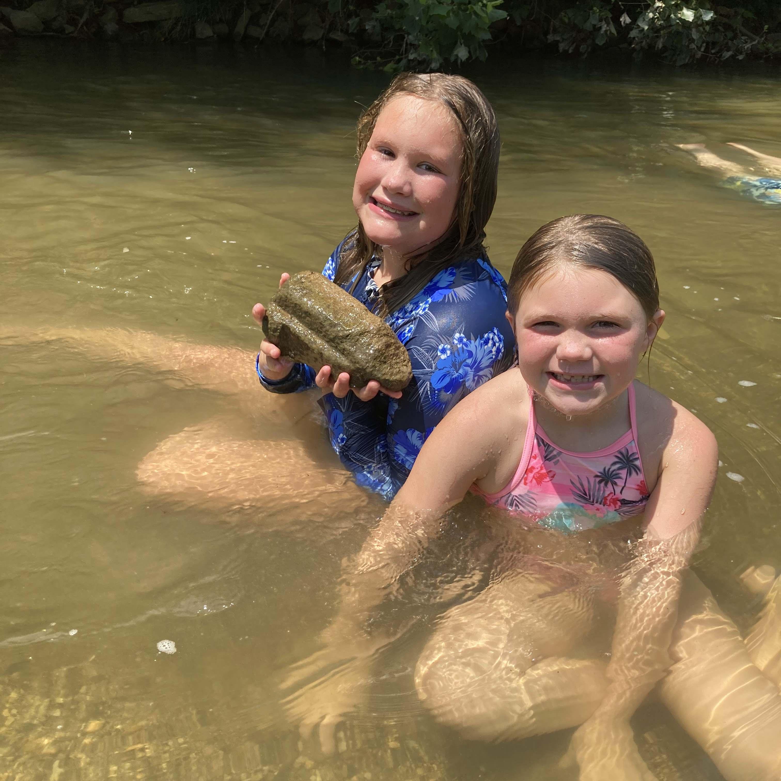 Swimming in the creek.