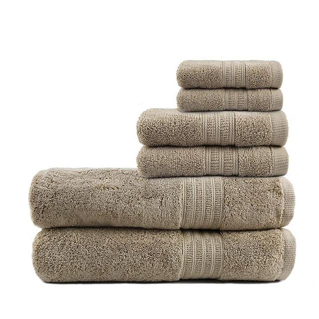 TRIDENT Bath Towel Set 100% Cotton 6 Piece Set-2 Large Bath Towels,2 Hand Towels,2 Washcloths 550GSM Bathroom Towels Super Soft Extra Absorbent Ideal for Home Gym Spa Hotel (Sand)