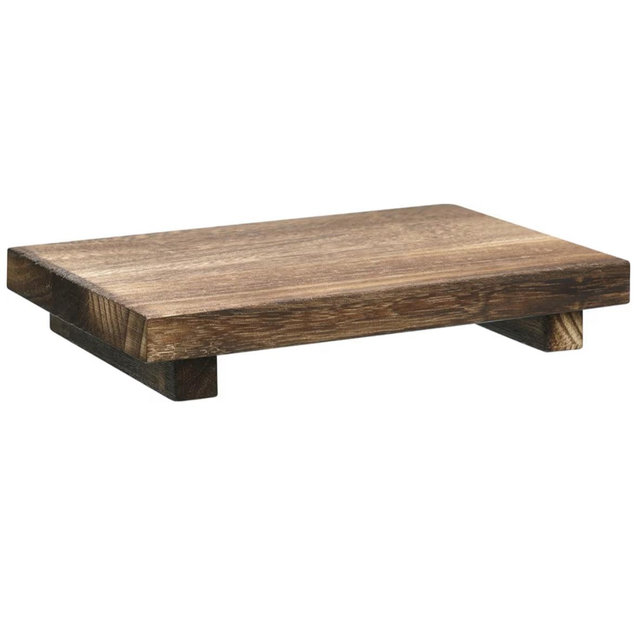Nuogo Wood Riser Tray Soap, Stand Soap Tray for Kitchen Sink, Wood Pedestal for Kitchen Counter Sink Stand Decorative Rustic Bathroom Dishes Plant Bottles Candles Display(9 x 6 Inch,Brown)