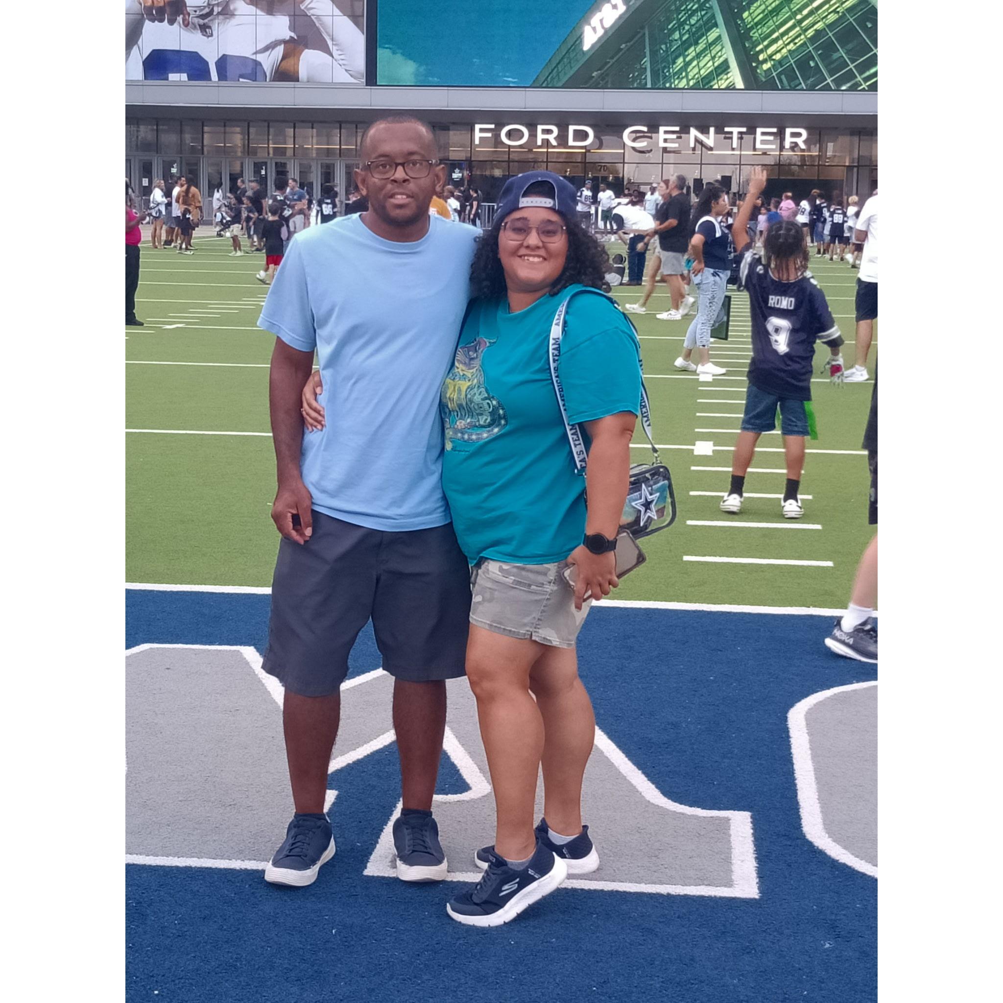 We went to go see the Cowboys practice on Gary's birthday!