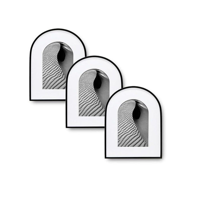 3 Pack Elegant Aluminum Arch Picture Frames - Wall Mount & Tabletop Display, Includes Non-Removable Mat for Enhanced Display - Perfect for Home Decor & Memories, Great Gift Choice (Black, 4x6)
