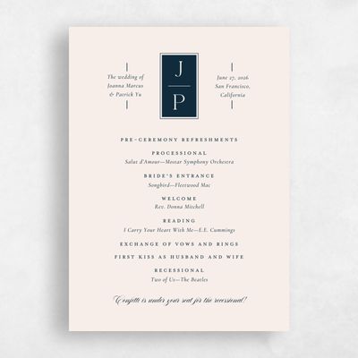 Deepest Teal, Blue Wedding Program - Knowlton