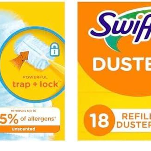Swiffer Feather Dusters Multi-Surface Duster Refills, Bamboo, White, 18 Count (Pack of 2)