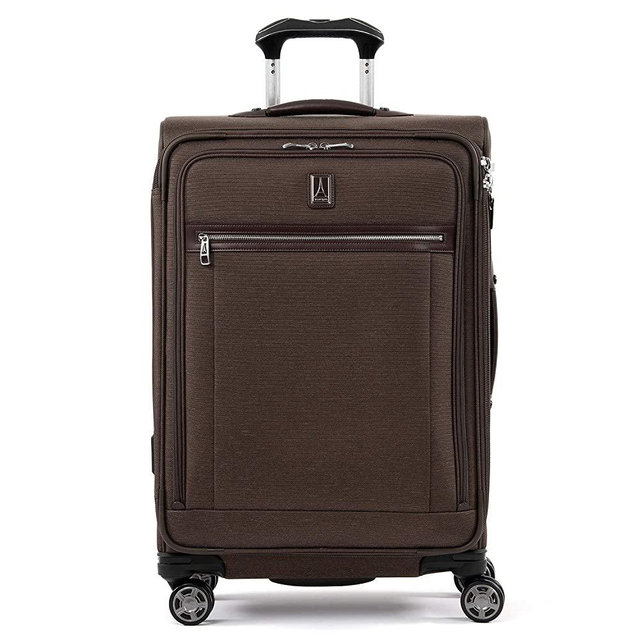 Travelpro Platinum Elite-Softside Expandable Spinner Wheel Luggage, Rich Espresso, Checked-Medium 25-Inch