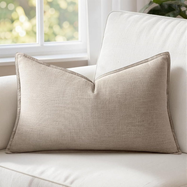 MIULEE Decorative Linen Pillow Covers 12x20 Inch Natural Linen Boho Farmhouse Neutral Couch Throw Pillows for Bed Pack of 1 Accent Modern Pillowcase Sofa Livingroom Home Decor