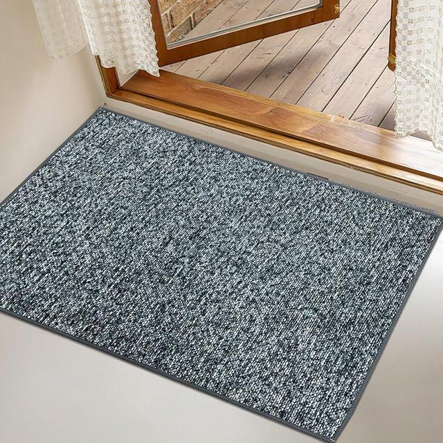 Yancorp Front Door Mat Indoor Entrance for Inside Entry 2' x 3' Non-Slip Welcome Mat Rubber Backing Dirt Resistant Absorbent Indoor Doormat for Entryways, Front Doors, Hallways, Blue Black