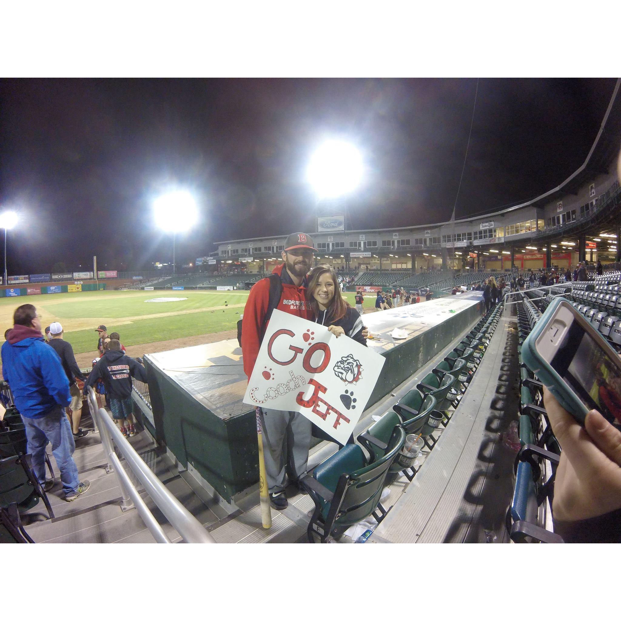 Supporting Jeff at his championship game at the Fishercats stadium in 2016
