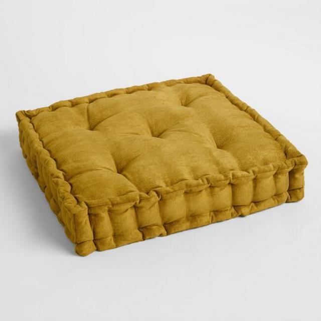 Chartreuse Velvet Tufted Floor Cushion