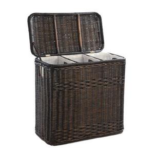 3-Compartment Wicker Laundry Hamper