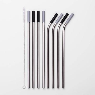 9pc Stainless Steel Straws with Cleaning Brush - Room Essentials™