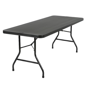 Cosco 2.5-ft x 6-ft Indoor or outdoor Rectangle Resin Black Folding banquet table 8 -Person