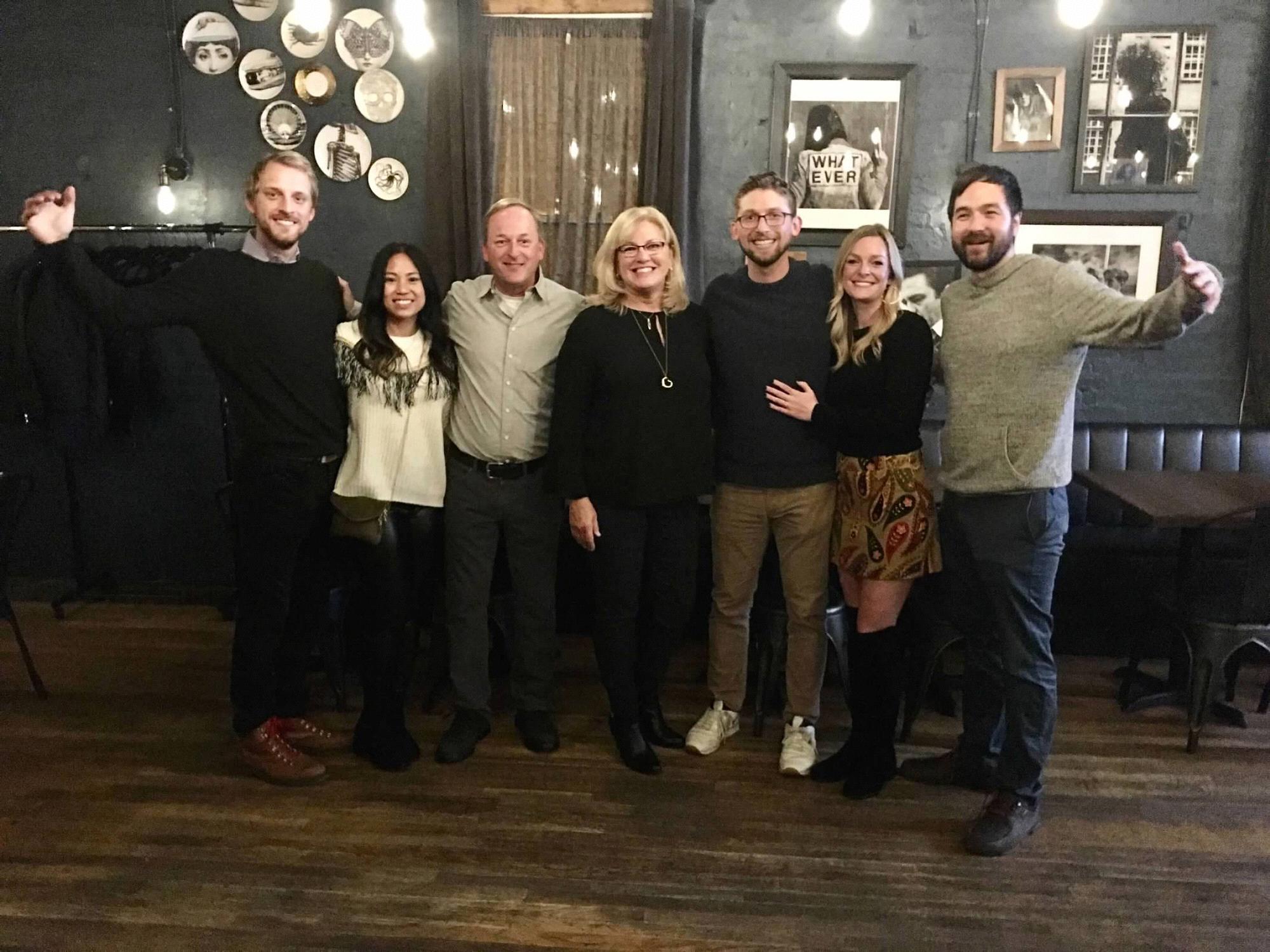 Leaving room for Diane's sister and younger brother who were plane rides away-- TG for FaceTime! (anyone here good at photoshop??)