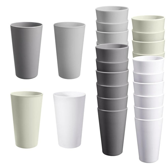 24 Pcs Unbreakable Plastic Cups Set, 20 oz Reusable Plastic Cups, Stackable Water Tumblers, Drinking Cup for Kitchen, Outdoor, BPA-free, Dishwasher Refrigerator and Microwave Safe (20 oz, 4 Colors)