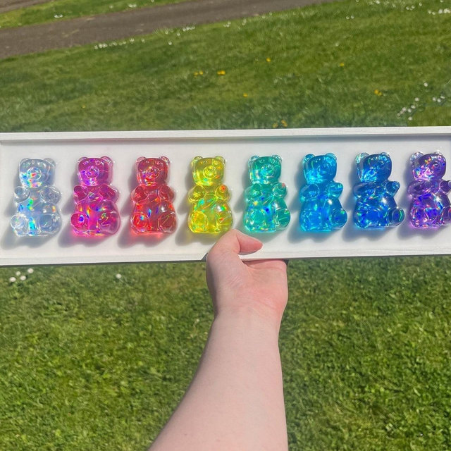 Extra Large Holographic Rainbow Resin Gummy Bear Art/3d Pop Art Wall Art/Candy Resin Art/Maximalist Decor
