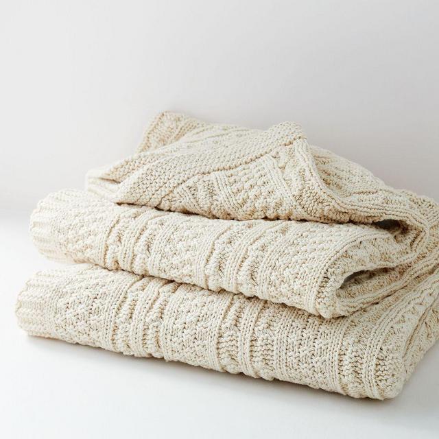 Made*Here New York 100% Cotton Fisherman Knit Throw
