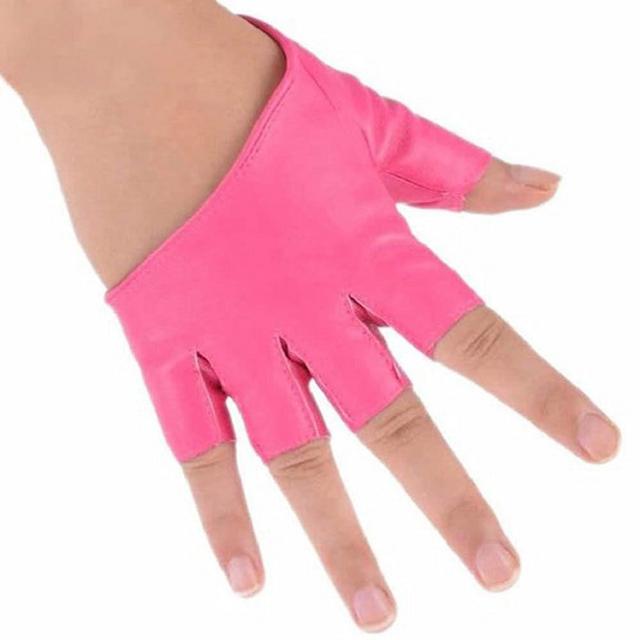 Polytree Women's PU Leather Gloves Half Finger Pole Dancing Punk Gloves