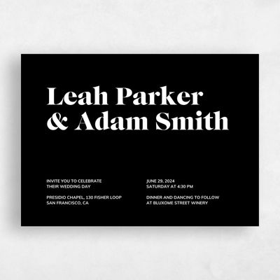 Black Wedding Invitation - Everett Landscape