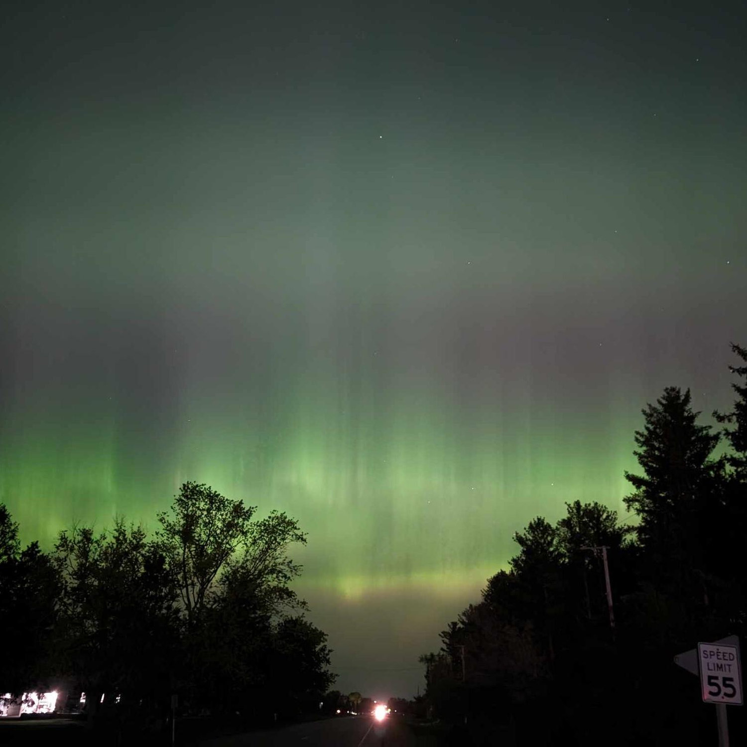 Northern lights seen while camping on top of Brockway Mountain. Photo taken while Ruth was pooping at 3AM.