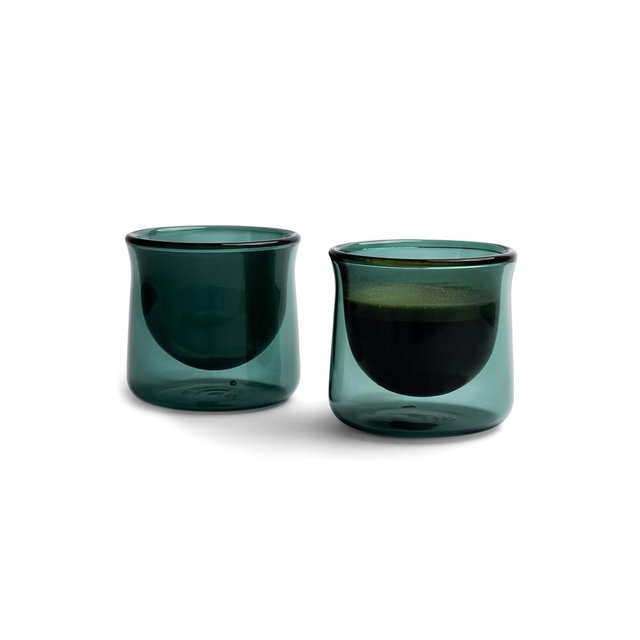 FLUR Espresso Glasses (Set of 2) Perfect for Espresso, Macchiatos & Small Espresso Drinks – Double-Walled Borosilicate Glass – Handmade, Lightweight & Durable – 3oz (Teal)