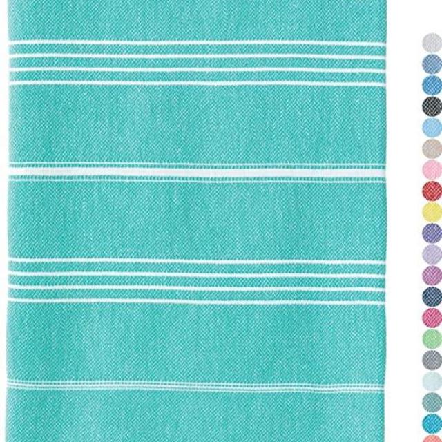 WETCAT Original Turkish Beach Towel (39 x 71) - Prewashed Peshtemal, 100% Cotton - Highly Absorbent, Quick Dry and Ultra-Soft - Washer-Safe, No Shrinkage - Stylish, Eco-Friendly - [Mint Green]