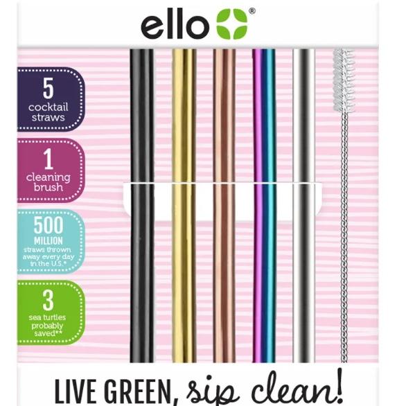 Stainless Cocktail Straws - Set of 5