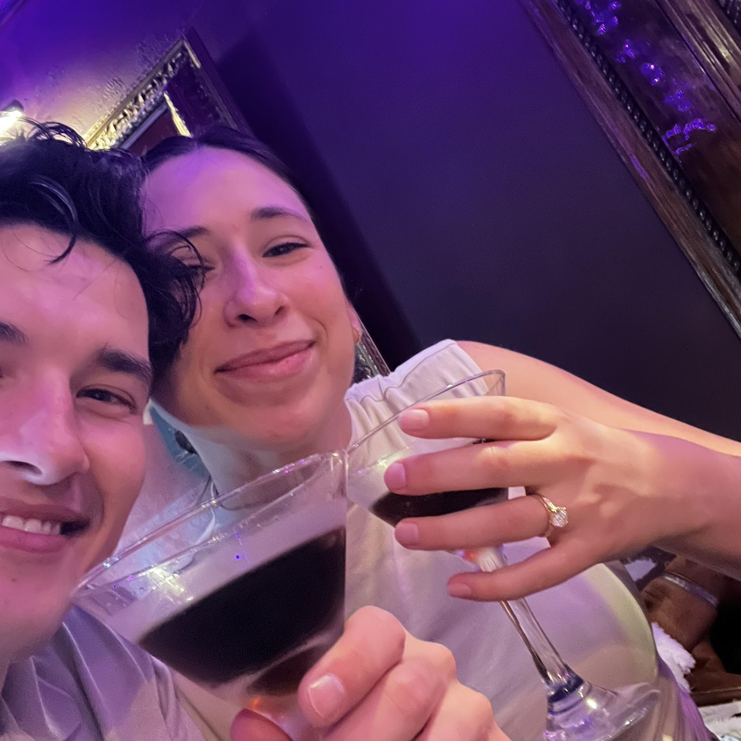 Celebratory martinis after just getting engaged!