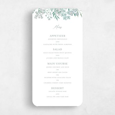 Green Rounded Wedding Menu - Lombardy