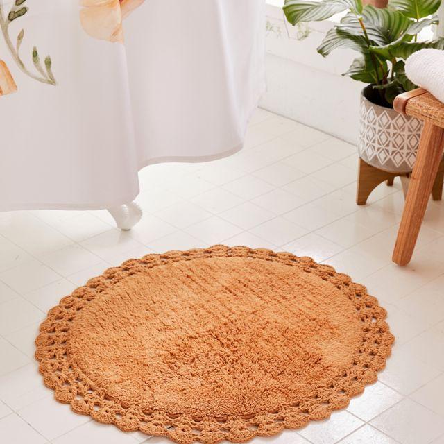 Round Crochet Trim Bath Mat