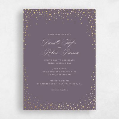 Dusty Purple Wedding Invitation - Emery Classic Foil
