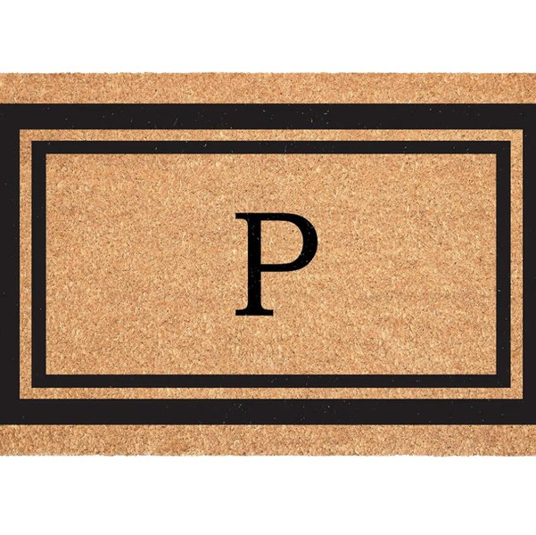 Calloway Mills 152962436P Black Border 24" x 36" Monogram Doormat, (Letter P)