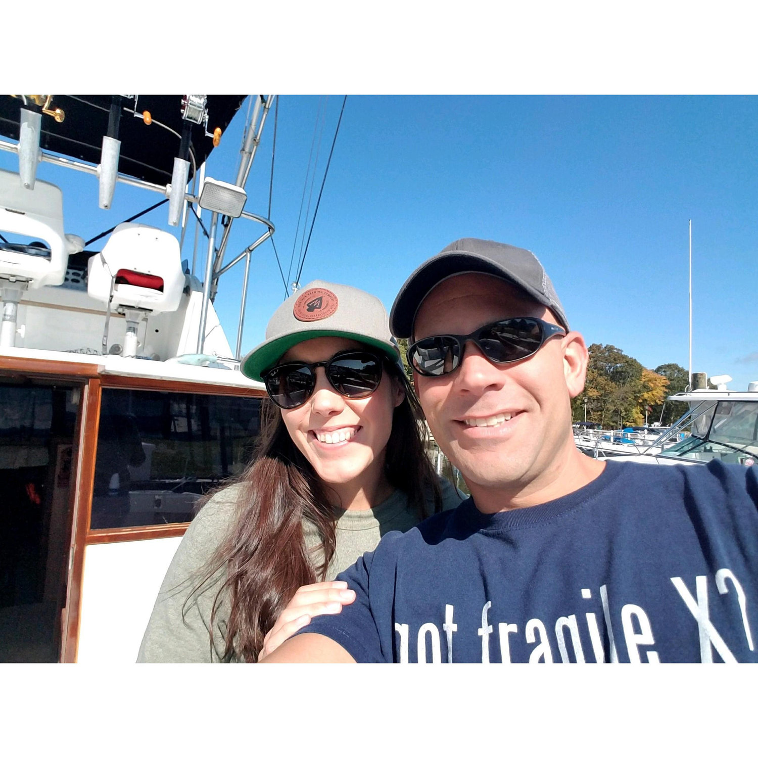 Day after proposal on Chris's boat