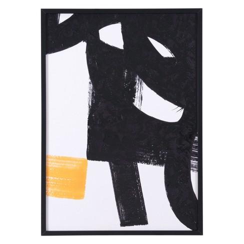 ZM Home 38" Modern Rectangular Framed Canvas Black/White